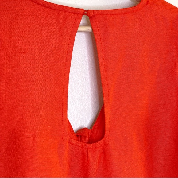 NWT Anthropologie Maeve Short Sleeve Tie-Front Linen Blend Blouse Orange 4 - Picture 8 of 16